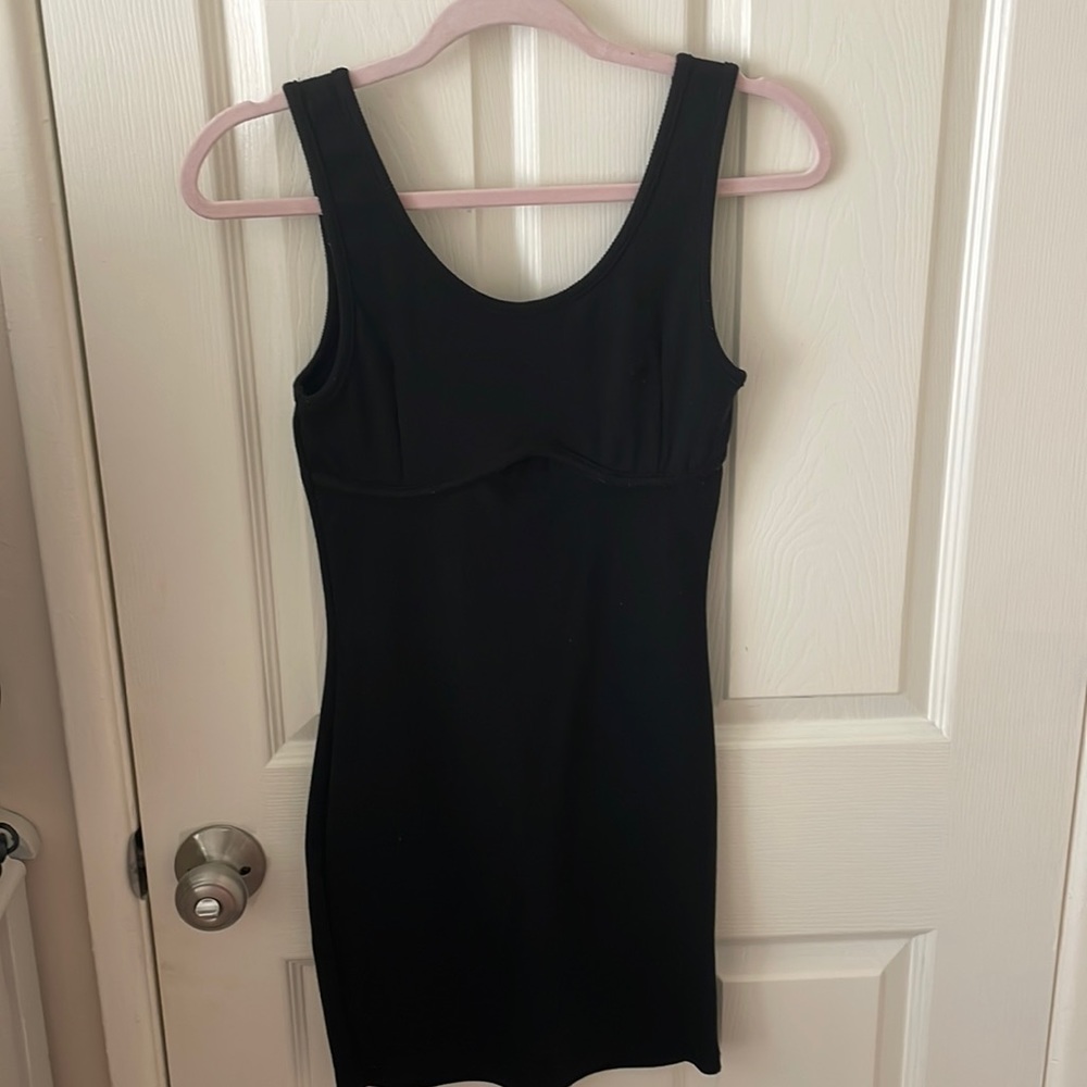 Black cotton mini dress